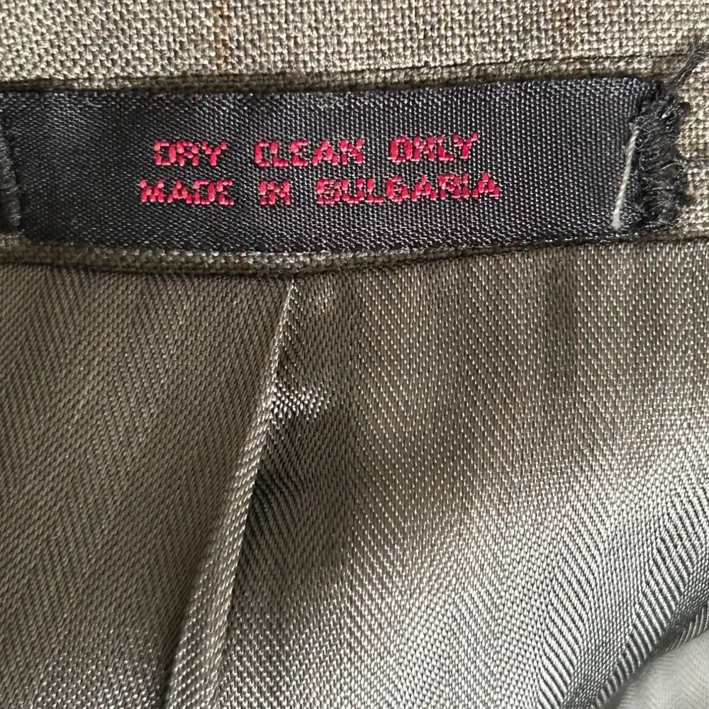 Stanley Blacker Mens 44S Olive Gray Plaid Sport Coat Blazer 2 Button